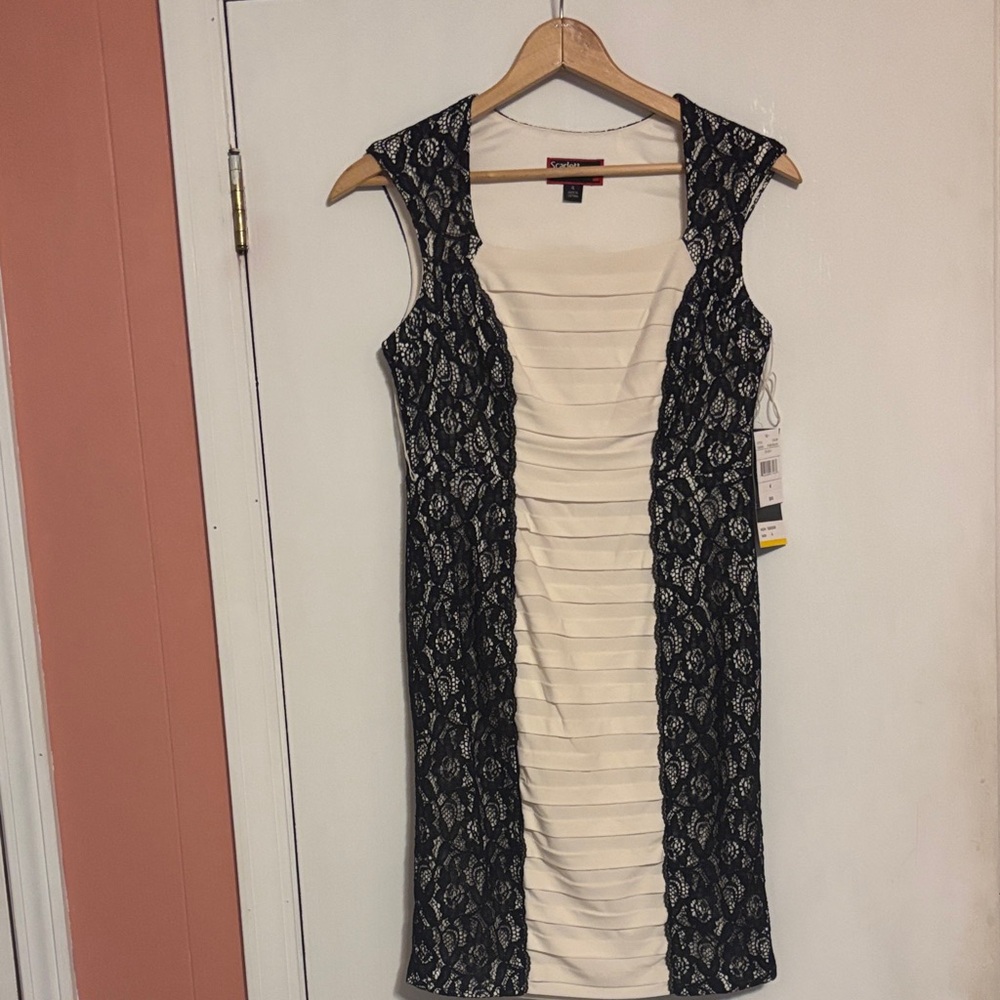 Scarlett Black and Cream Lace Mini Dress